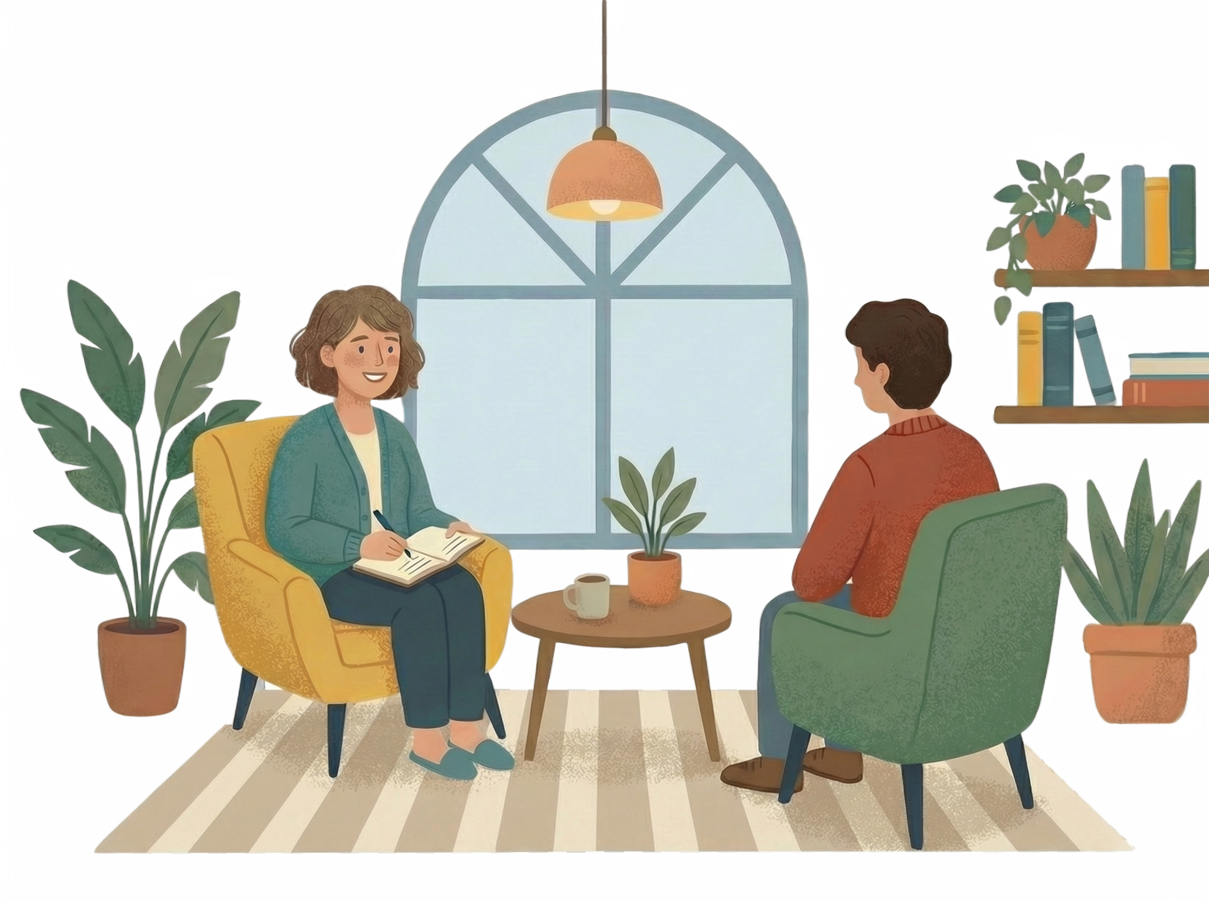 Friendly psychology hero illustration